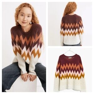 Madewell Delwood Fair Isle Pullover Sweater size L